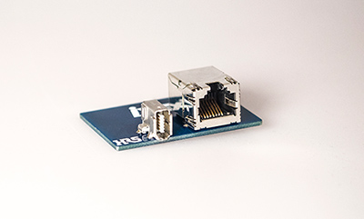 Figure 2. With the new ix Industrial connector, a packing density 5-times larger than a conventional RJ45 can be achieved. 