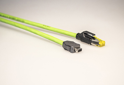 Figure 3. Two data connectors in two sizes: RJ45 with 8 pins and ix Industrial with 8 plus 2 pins.