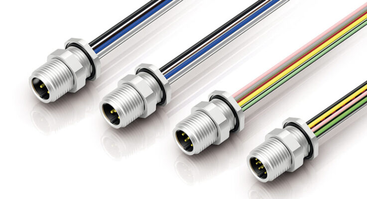M12 connectors with assembled wires and advanced sealing concept